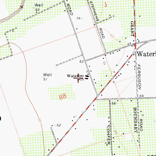 Topographic Map of Waterloo Elementary School, CA