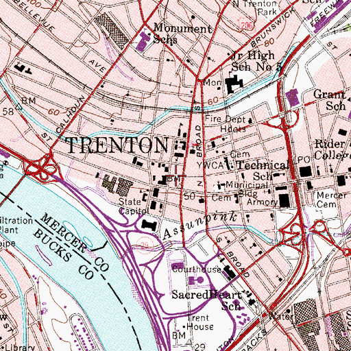 Topographic Map of Emily Fisher Charter School of Advanced Studies, NJ