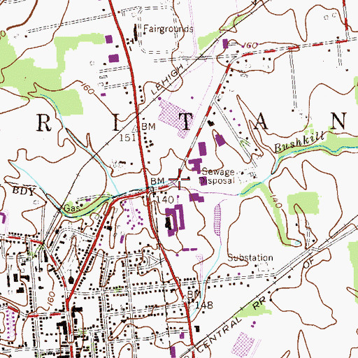 Topographic Map of Hunterdon County Vocational High School, NJ