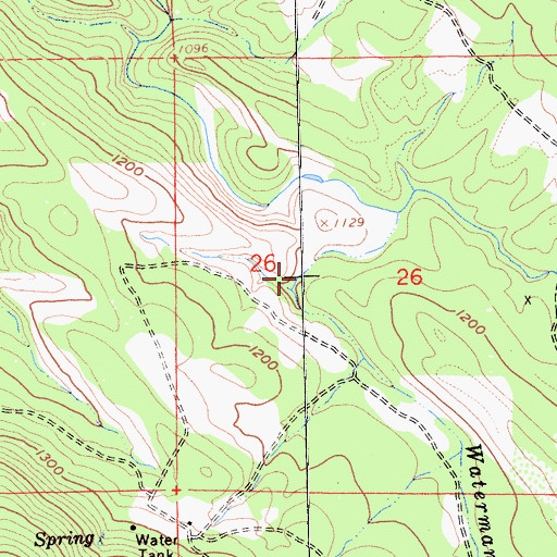 Topographic Map of Waterman Creek, CA