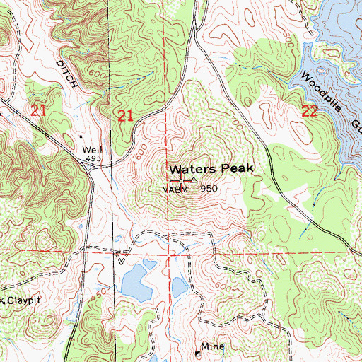 Topographic Map of Waters Peak, CA