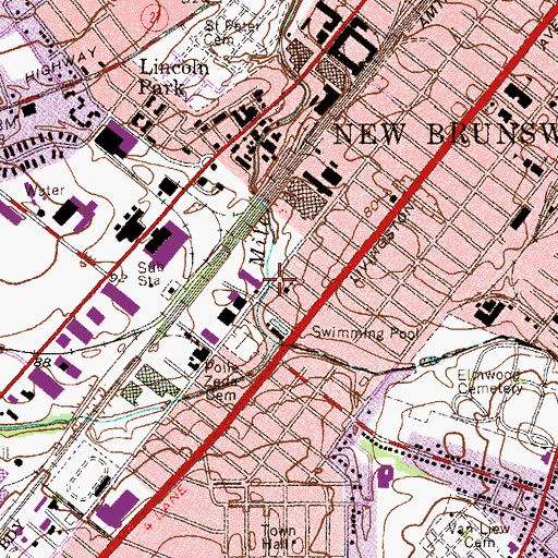 Topographic Map of Greater Brunswick Charter School, NJ