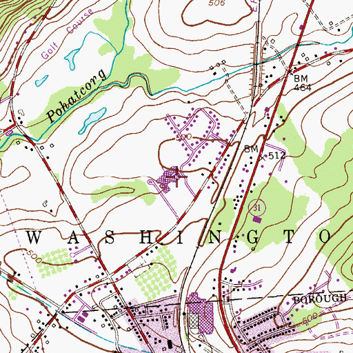 Topographic Map of Warren Hills Regional High School, NJ