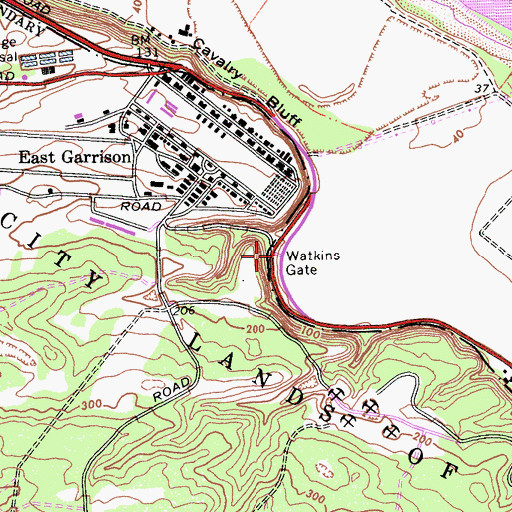 Topographic Map of Watkins Gate, CA