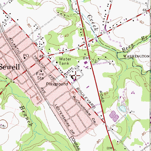 Topographic Map of Sewell Elementary School, NJ