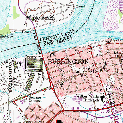 Topographic Map of Elias Boudinot Elementary School, NJ