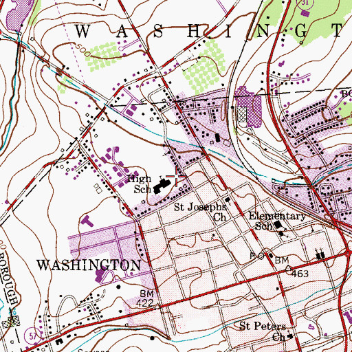 Topographic Map of Warren Hills Middle School, NJ