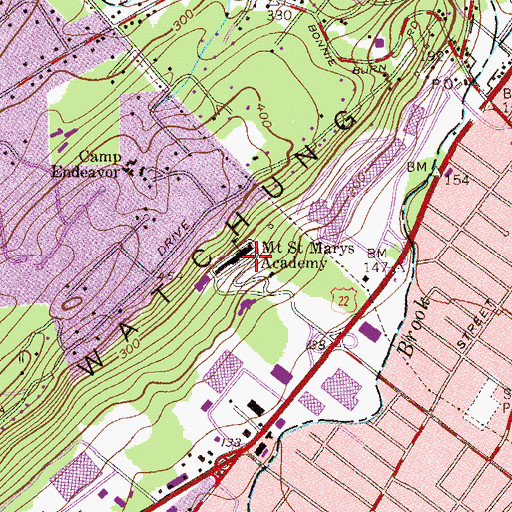 Topographic Map of McAuley School, NJ