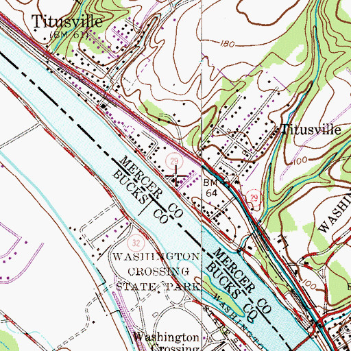 Topographic Map of The Titusville Academy, NJ
