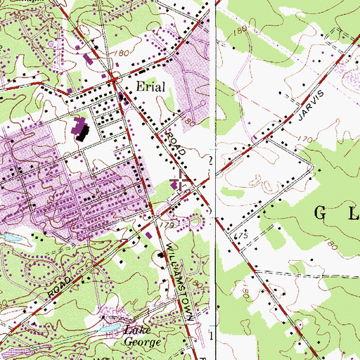 Topographic Map of Erial Community Church School, NJ