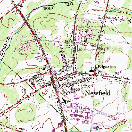 Topographic Map of Notre Dame Regional School, NJ
