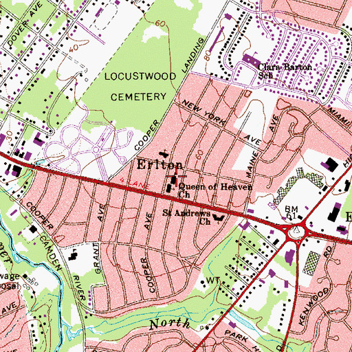 Topographic Map of Queen of Heaven Regional School, NJ