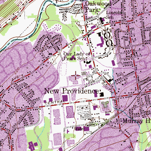 Topographic Map of New Providence Middle School, NJ