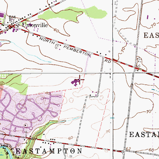 Topographic Map of Eastampton Middle School, NJ