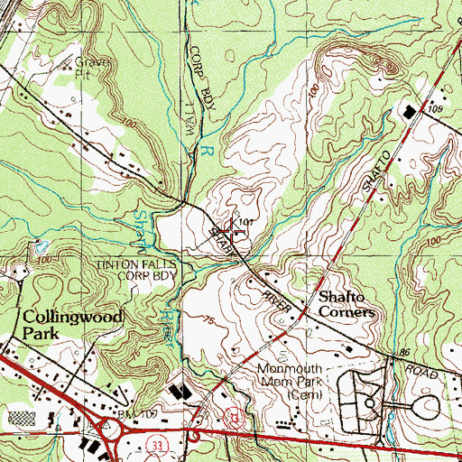 Topographic Map of Collingwood Park Seventh Day Adventist School, NJ