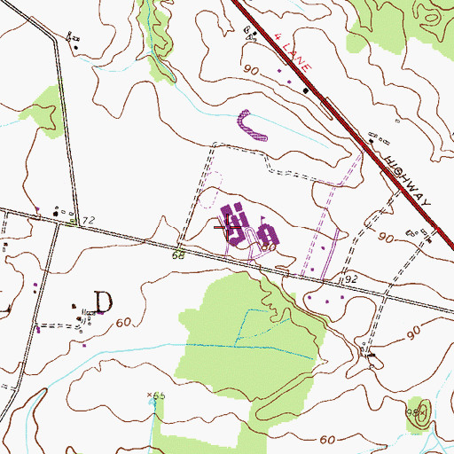 Topographic Map of Northern Burlington County Regional Middle School, NJ