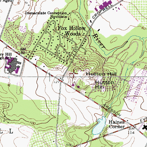 Topographic Map of Temple Beth Sholom Preschool, NJ