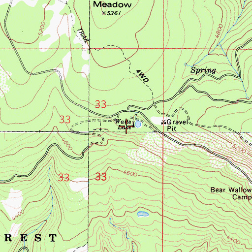 Topographic Map of Watts Lake, CA