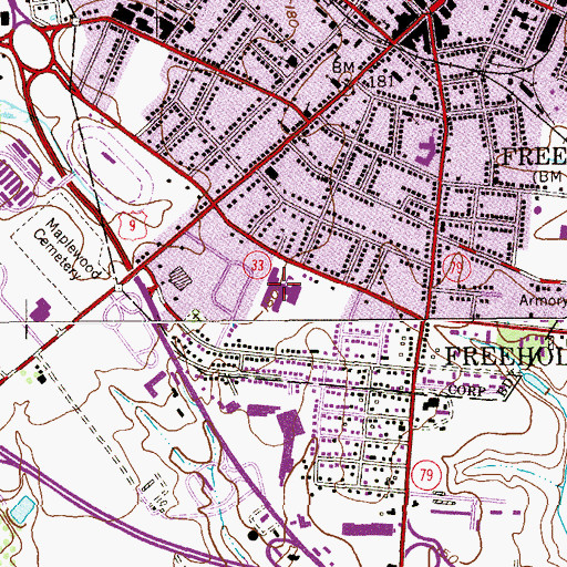Topographic Map of Intermediate Middle School, NJ