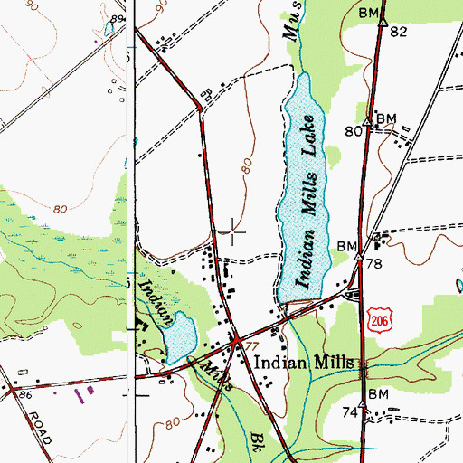 Topographic Map of Indian Mills Elementary School, NJ