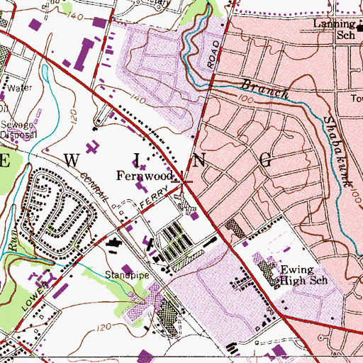 Topographic Map of Ring Kindergarten School, NJ
