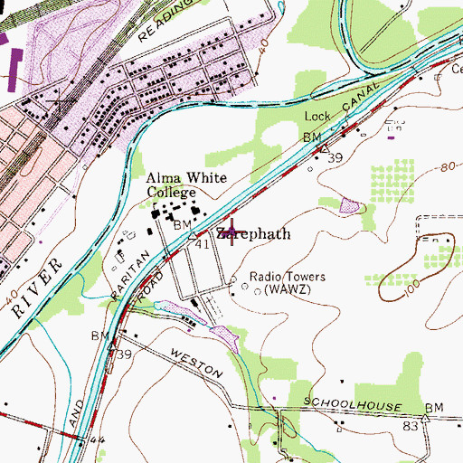 Topographic Map of Zarephath Christian School, NJ