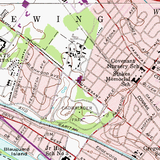 Topographic Map of Joyce Kilmer Elementary School, NJ