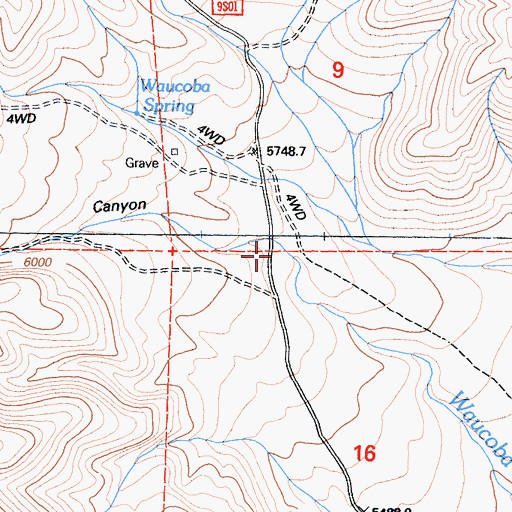 Topographic Map of Waucoba Canyon, CA