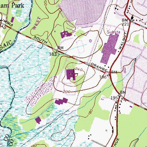 Topographic Map of Joseph Kushner Hebrew Academy School, NJ