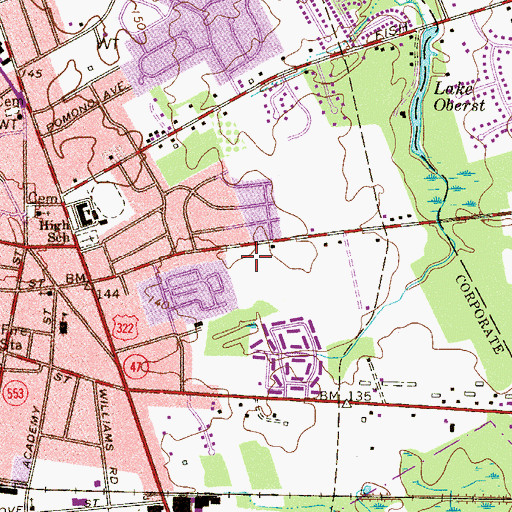 Topographic Map of Dorothy L Bullock School, NJ