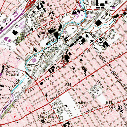 Topographic Map of Patton J Hill Elementary School, NJ