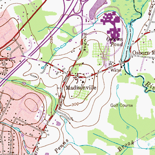 Topographic Map of Somerset Hills Montessori School, NJ