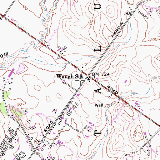 Topographic Map of Waugh School, CA