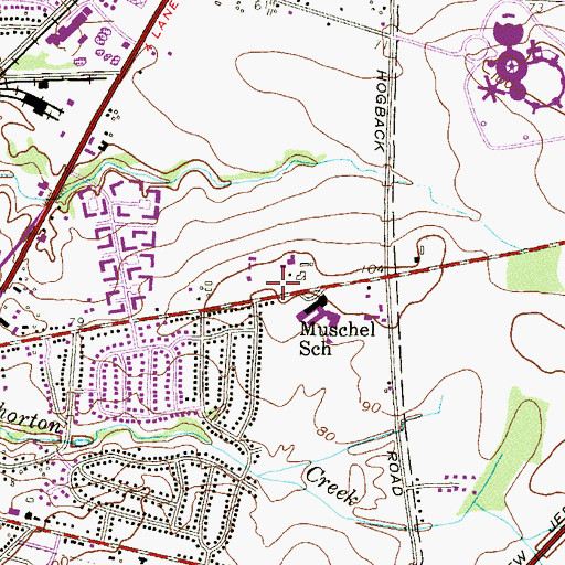 Topographic Map of Bordentown Regional High School, NJ