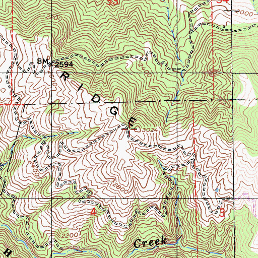 Topographic Map of Wauhab Ridge, CA
