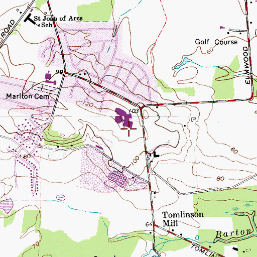 Topographic Map of Cherokee High School, NJ