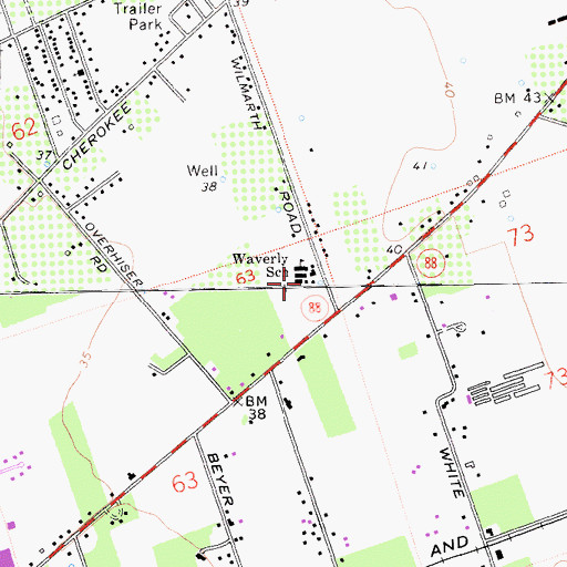 Topographic Map of Waverly Elementary School, CA