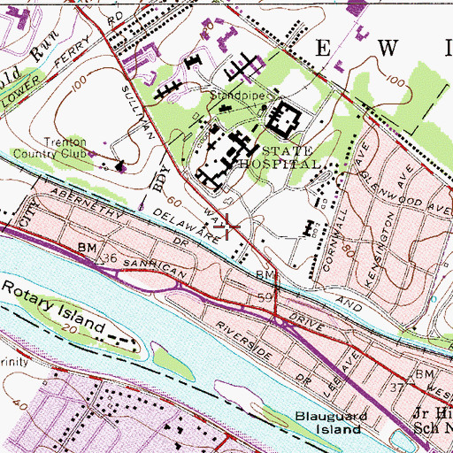 Topographic Map of The Village Charter School, NJ