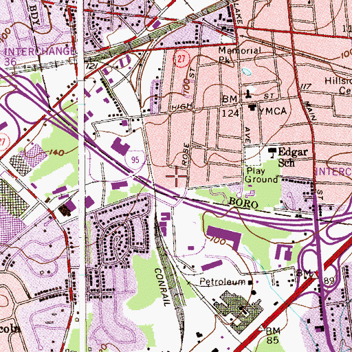 Topographic Map of Metuchen Christian Academy, NJ