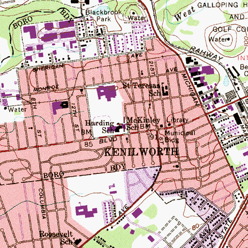 Topographic Map of Developmental Learning Center School - Kenilworth, NJ