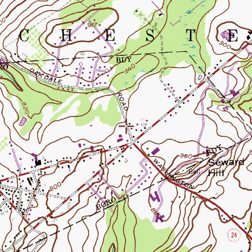 Topographic Map of Suburban Hills School, NJ