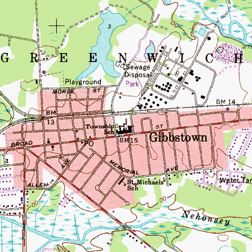 Topographic Map of Broad Street Elementary School, NJ