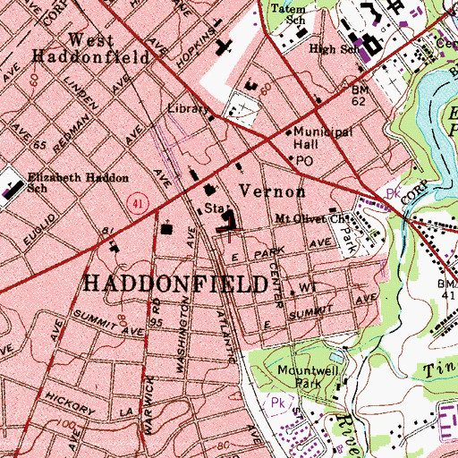 Topographic Map of Central Elementary School, NJ