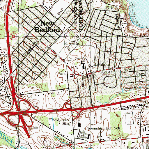 Topographic Map of Wall Primary School, NJ