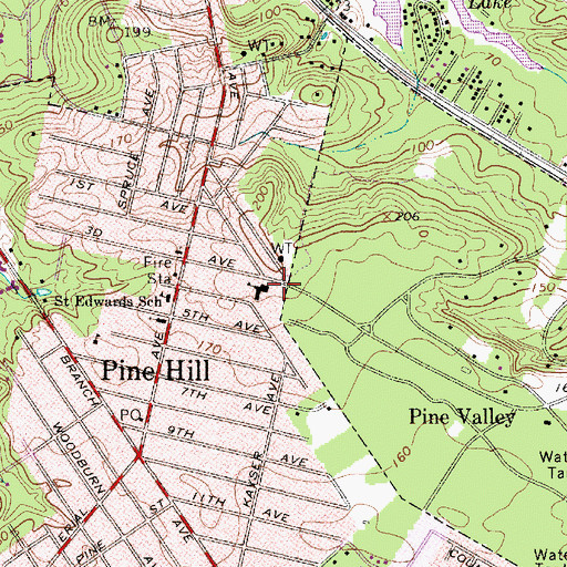 Topographic Map of Doctor Albert M Bean Elementary School, NJ