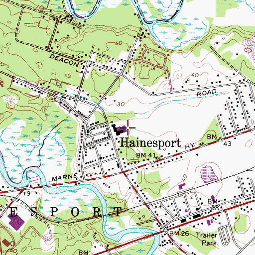 Topographic Map of Hainesport Elementary School, NJ