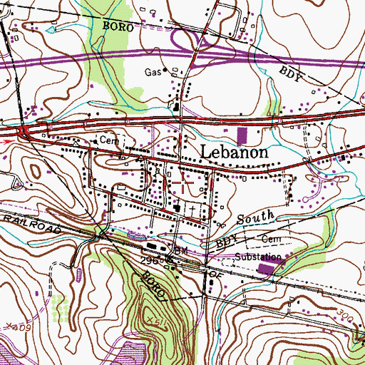 Topographic Map of Lebanon Borough Elementary School, NJ