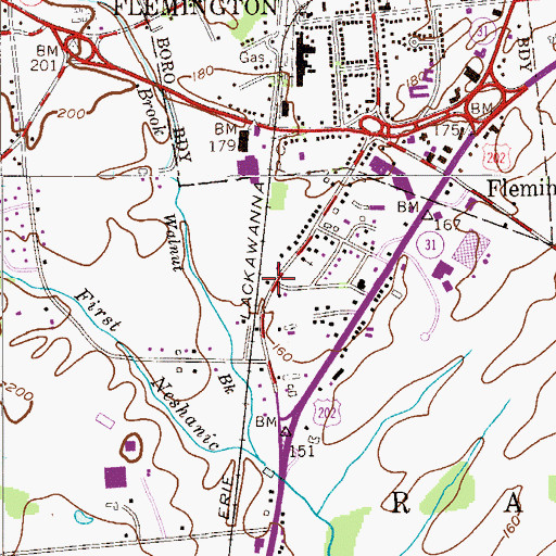 Topographic Map of Flemington Montessori School, NJ