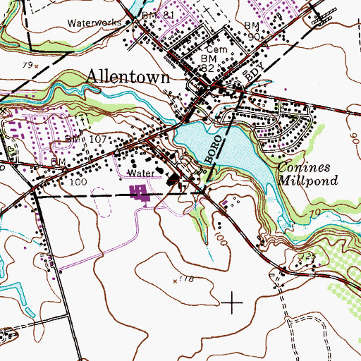 Topographic Map of Upper Freehold Regional Elementary School, NJ