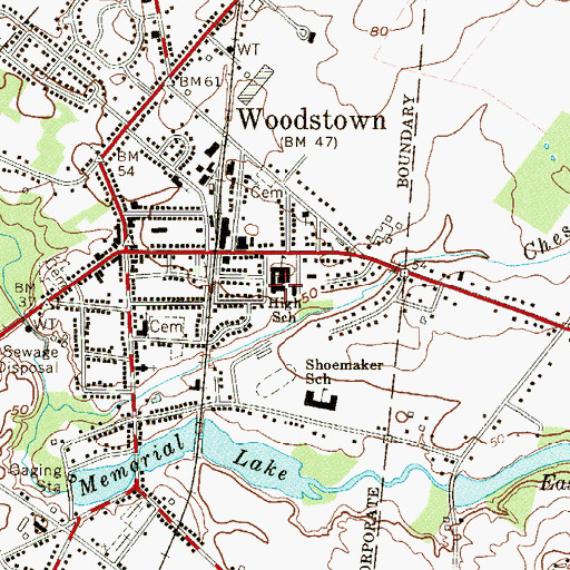 Topographic Map of Woodstown Middle School, NJ